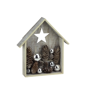 11 Winter Light Led Lighted Rustic Whitewashed House with Pine Cones Ornaments Christmas Decoration - All