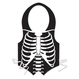 Club Pack of 24 Black and White Skeleton Rib Cage Vest Halloween Costume Accessories 25 - All
