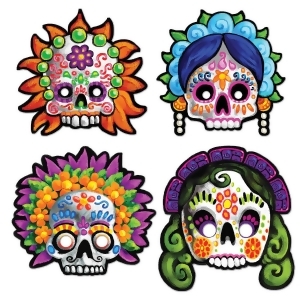 Club Pack of 48 Assorted Multicolor 4-Design Festive Day Of The Dead Masks 12 - All