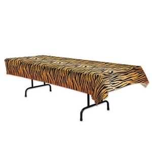 Club Pack of 12 Tiger Print Decorative Printed Plastic Party Tablecovers - All