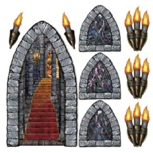 Club Pack of 108 Medieval Stone Insta-Theme Halloween Castle Prop Decorations - All