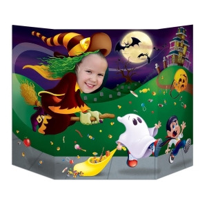 Pack of 6 Halloween Witch Chasing Trick-Or-Treaters Multicolor Photo Props 37 x 25 - All