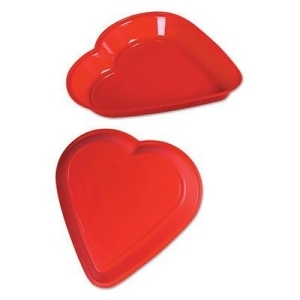 Club Pack of 24 Glossy Red Heart Disposable Plastic Casino Party Snack Trays 12 - All