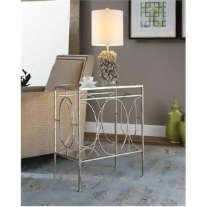 48 Geometrically Inspired Heavily Distressed Silver Leafed Iron 2-Tier Decorative End Table - All