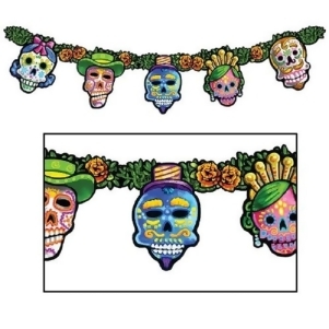 Club Pack of 12 Day Of The Dead Jointed Streamer Halloween Party Decorations 4.5' - All