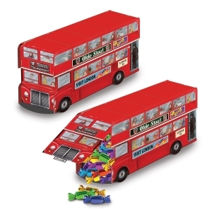 Club Pack of 12 Red 3-Dimensional British Double Decker Bus Centerpieces 9.25 - All