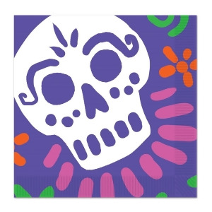 Club Pack of 192 Lilac Purple Day Of The Dead 2-Ply Skull Party Luncheon Napkins 6.5 - All