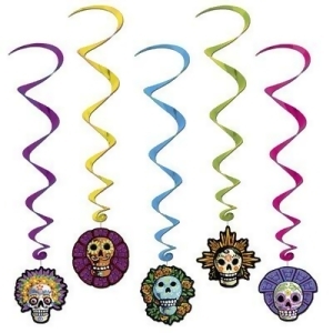 Club Pack of 30 Multi-Colored Day Of The Dead Whirl Halloween Hanging Decorations 40 - All