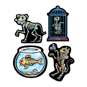 Club Pack of 48 Multicolor Day Of The Dead Skeletal House Pet Cutouts 16 - All