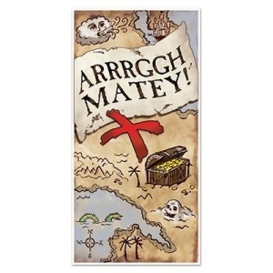 Club Pack of 12 Pirate Themed Arrrggh Matey Treasure Map Door Cover Party Decorations 5' - All