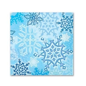 Club Pack of 192 Blue and White Winter Snowflakes 2-Ply Disposable Beverage Napkins 5 - All