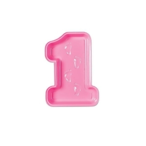Club Pack of 24 Pink Baby's 1st Birthday Decorative Tray with Footprints - All