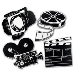 Club Pack of 12 Black and White Movie Set Cutout Party Decorations 13 - All
