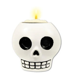 Pack of 6 White Black Day Of The Dead Decorate-Your-Own-Skull Tea Light Candle Holder 6Oz. - All