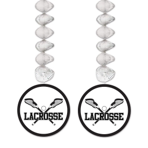 Pack of 12 Silver Black and White Lacrosse Dangler Party Hanging Decorations 30 - All