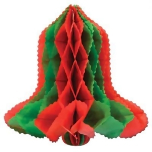 Club Pack of 24 Red and Green Honeycomb Tissue Christmas Bell Hanging Decorations 12 - All