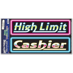 Club Pack of 12 High Limit Neon Casino Sign Peel 'N Place Festive Party Accessory Decorations - All
