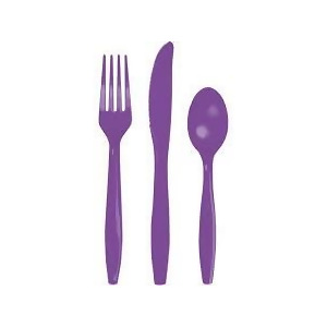 Club Pack of 288 Amethyst Purple Assorted Premium Plastic Party Cutlery - All