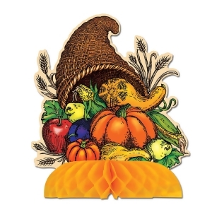 Club Pack of 12 Fall Thanksgiving Cornucopia Table Centerpiece 9 - All