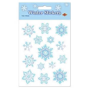 Club Pack of 48 Blue and White Winter Snowflake Sticker Sheets 4.5 x 7.5 - All