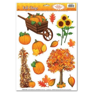 Club Pack of 144 Colorful Fall Thanksgiving Window Cling Decorations 17 - All