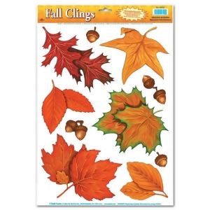 Club Pack of 120 Autumn Leaves and Acorns Window Cling Fall Decorations 17 - All