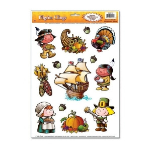 Club Pack of 156 Pilgrim Fall Harvest Window Cling Decorations 17 - All