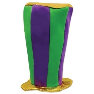 Club Pack of 12 Green Purple and Gold Mardi Gras Tall Top Hat 16 - All