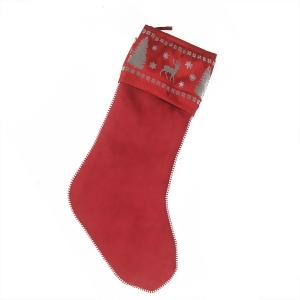 20 Alpine Chic Red Silver and Dark Gray Reindeer Christmas Stocking - All
