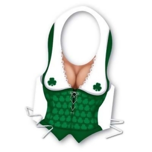 Club Pack of 24 Green and White Shamrock Misses Adult-Size Vest Costume Accessories - All