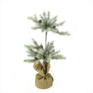 28 Silent Luxury Vintage Glitter Pine Artificial Christmas Double Topiary Tree with Burlap Base Unlit - All