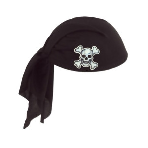 Club Pack of 12 Black Pirate Scarf Hat with Skull and Crossbones Child Size - All