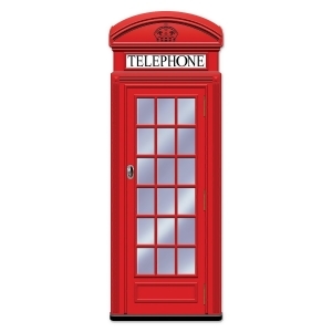 Club Pack of 12 Red British Cardstock Printed Jointed Phone Box Party Decoration 5' - All