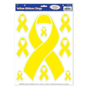 Club Pack of 108 Patriotic Yellow Ribbon Peel 'N Place Decorative Window Clings 17 - All