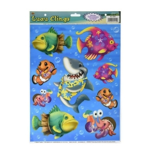 Club Pack of 108 Multi-Color Under the Sea Luau Peel 'N Place Decorative Window Clings 17 - All