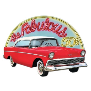 Club Pack of 12 The Fabulous 50's Classic Car Cutout Party Decoration 25 - All