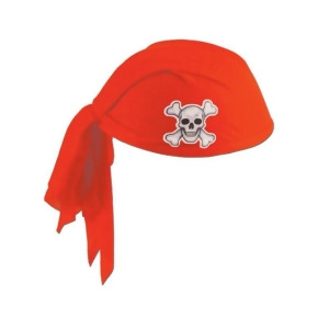 Club Pack of 12 Red Pirate Scarf Hats with Skull and Crossbones Child Size - All
