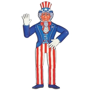 Club Pack of 12 Red White and Blue Patriotic Jointed Uncle Sam 4th of July Hanging Decorations 36 - All