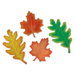 Club Pack of 48 Double Sided Foil Autumn Leaf Silhouette Cutout Decorations 16 - All