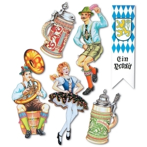 Club Pack of 72 Multi-Colored Traditional Character Oktoberfest Party Cutout Decorations 24 - All