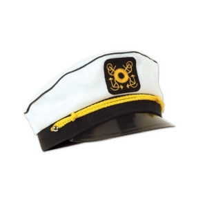 Club Pack of 12 Black and White Nautical Yacht Captain's Cap Halloween Costume Accessories Adult - All