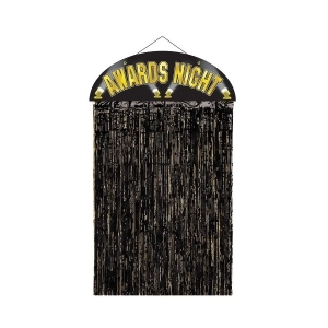Club Pack of 12 Shimmering Black and Gold Awards Night Door Curtain Decorations 54 x 36 - All