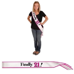 Pack of 6 Hot Pink and White Finally 21 Satin Sashes 33 - All