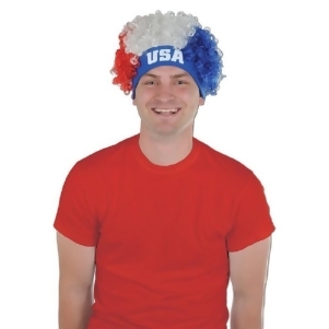 Club Pack of 12 Red White and Blue Patriotic Fourth of July Party Wigs - All