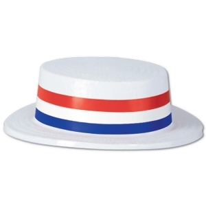 Pack of 24 Patriotic 4th of July Skimmer Party Hats with Red White and Blue Striped Bands 3.25 - All