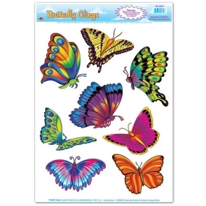Club Pack of 96 Colorful Butterfly Spring or Summer Window Cling Decorations 17 - All