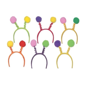 Club Pack of 12 Multi-Color Soft-Touch Pom-Pom Bopper Headband Party Favors - All