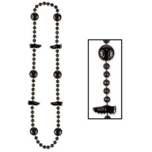 Pack of 12 Shiny Black Beaded Soccer Ball and Cleat Necklace Party Favors 36 - All