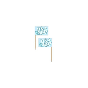 Club Pack of 600 Blue It's A Boy Food Decoration Baby Shower Party Picks - All