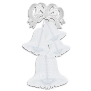 Club Pack of 12 White Elite Collection Tissue Bell Cluster Hanging Wedding Decorations 20 - All